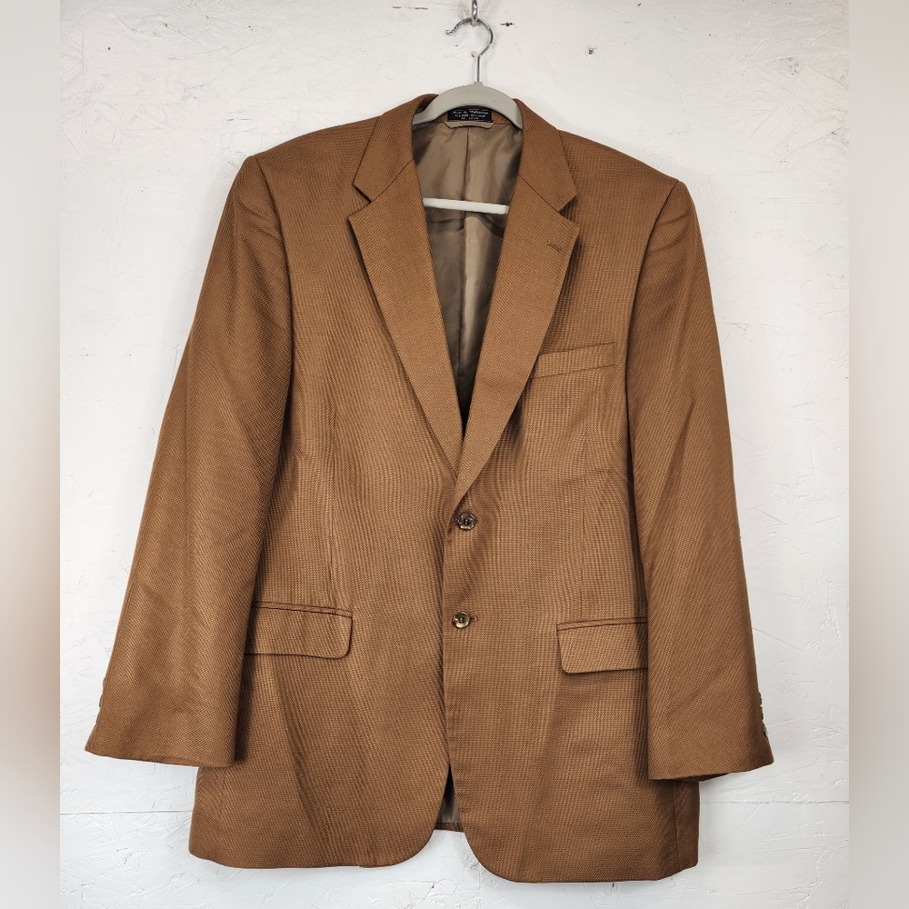 Bernhard Altmann Couture 55-45 Silk Wool Brown Coat Blazer Jacket Mens‎ 44L FLAW